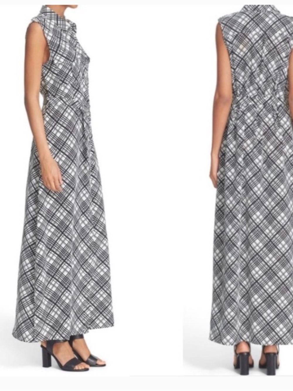 Equipment Black & White Plaid Maxi Dress